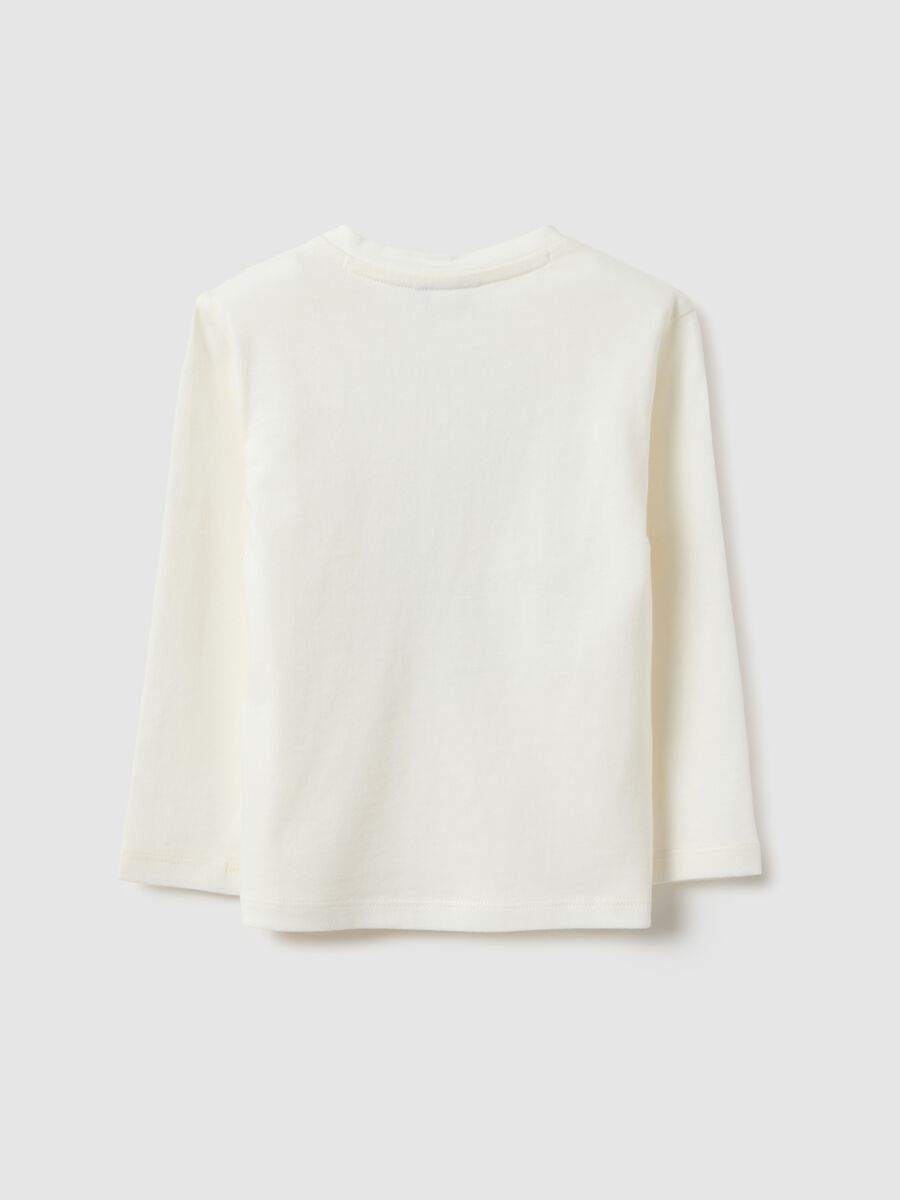 White pure cotton T-shirt regular fit with prints for boy_1