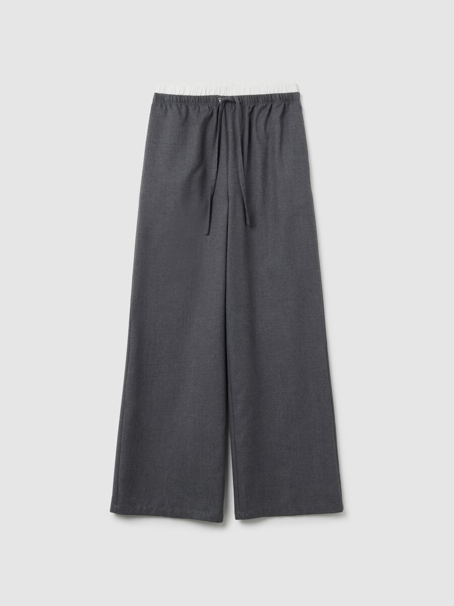 Wide Leg Grey Mix Trousers_4