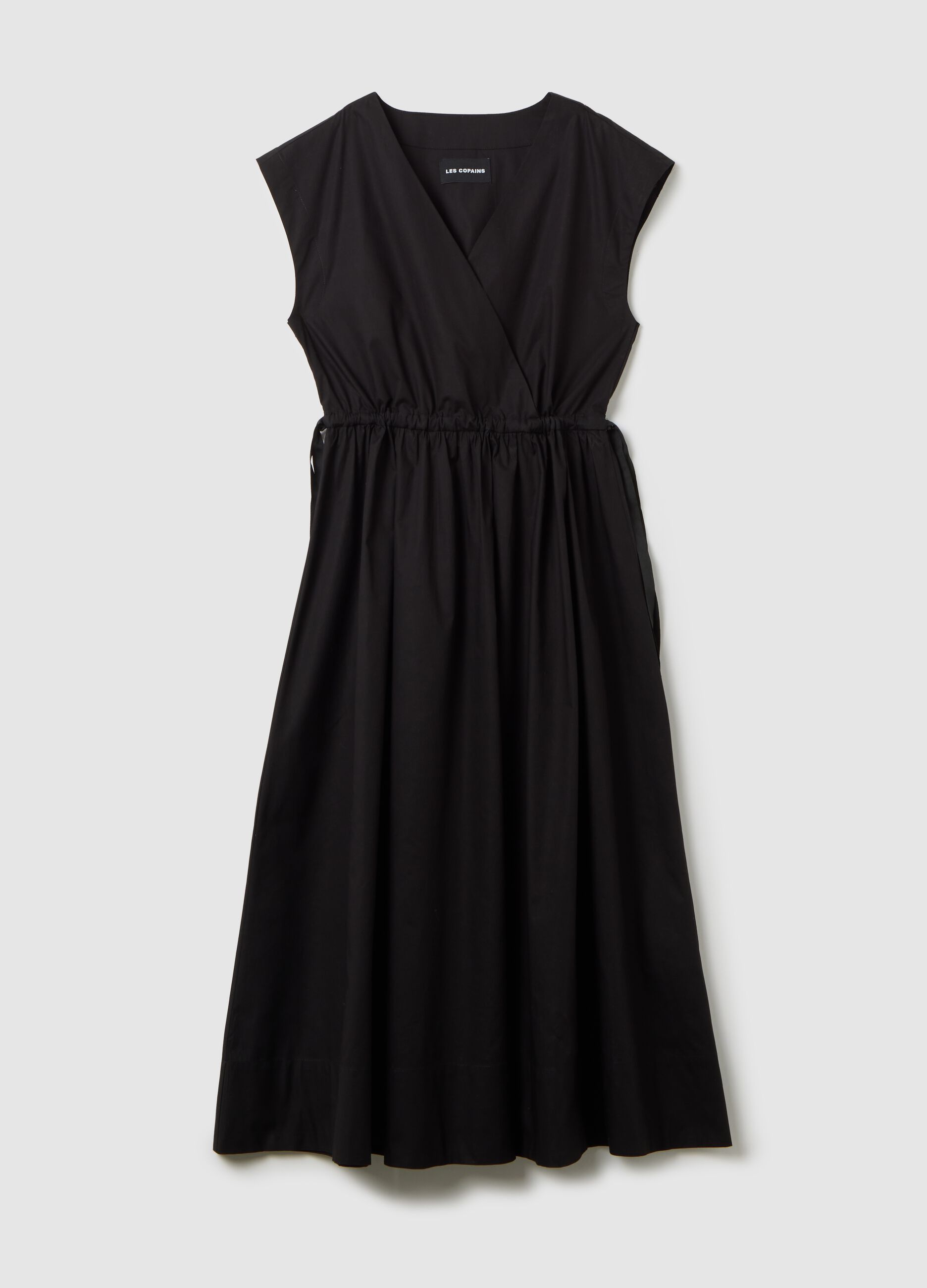 Vestito lungo da donna in puro cotone nero regular fit 