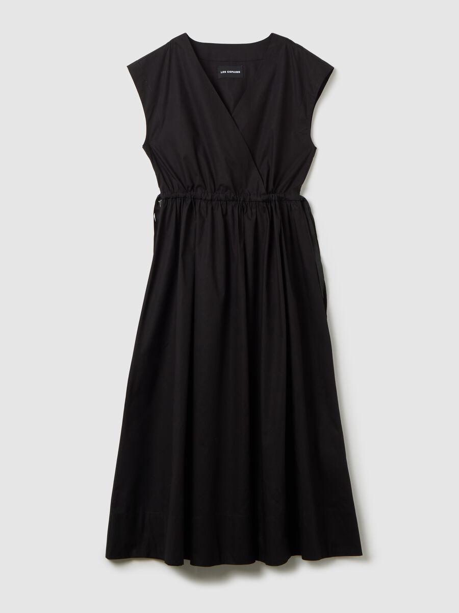 Black Crossed Cotton Dress_4