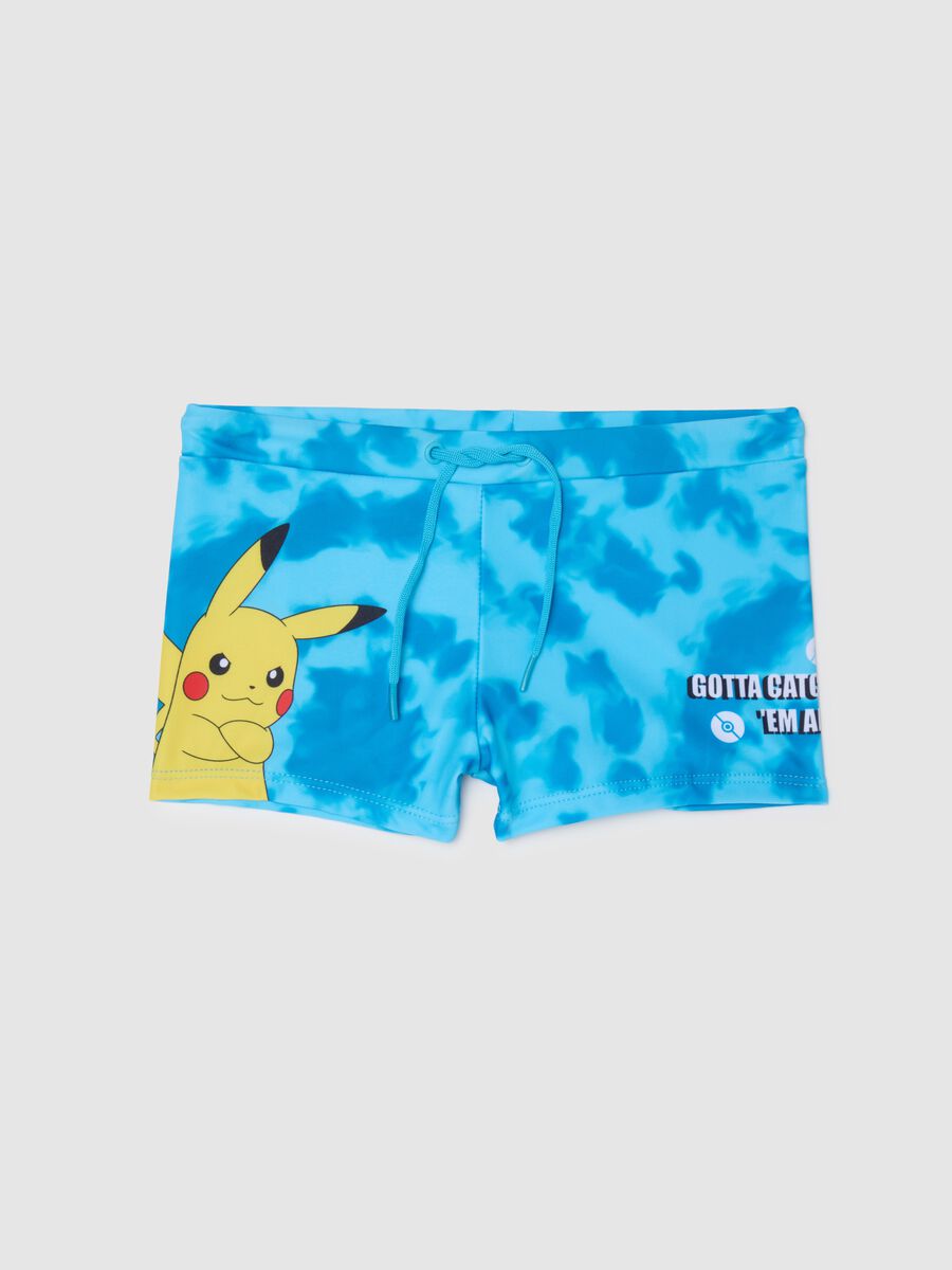 Children's blue stretch fabric swimsuit with Pokémon print_0