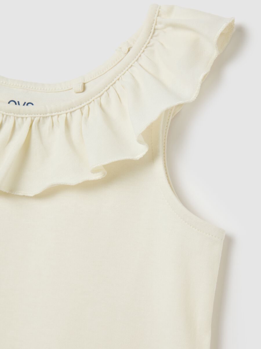 Girls' white pure cotton top regular fit with frills_2