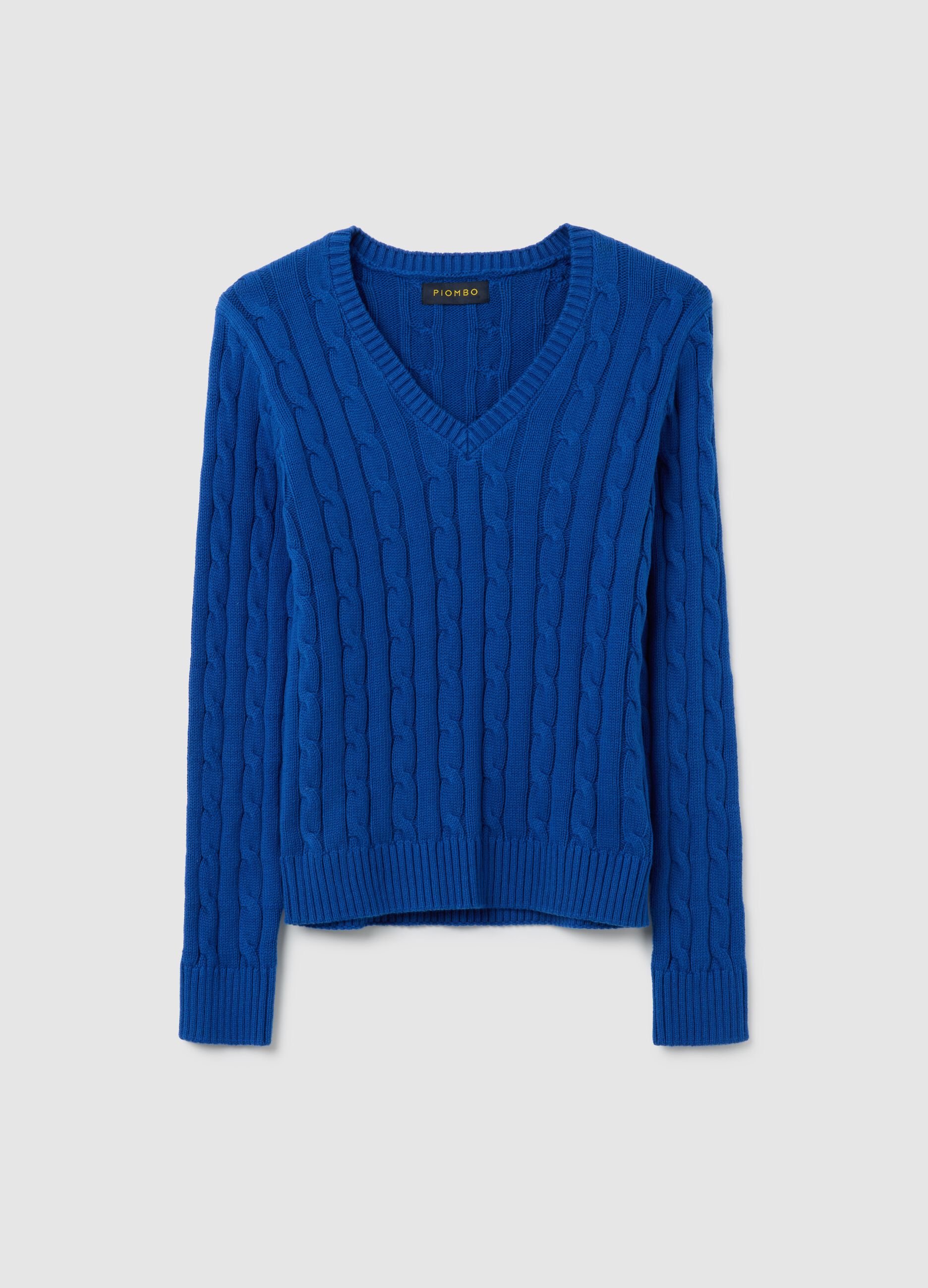 Maglione in puro cotone blu regular fit