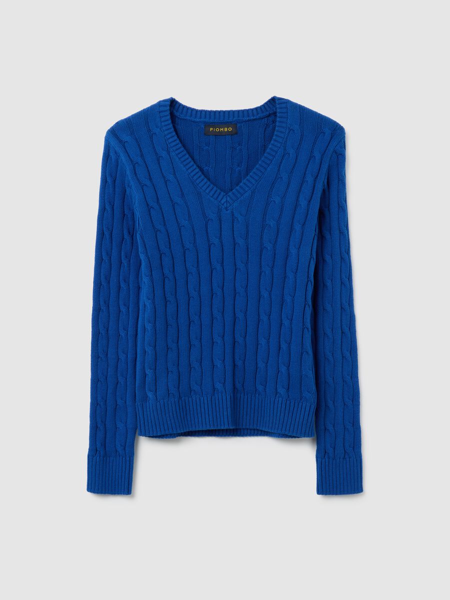 Maglione in puro cotone blu regular fit_4