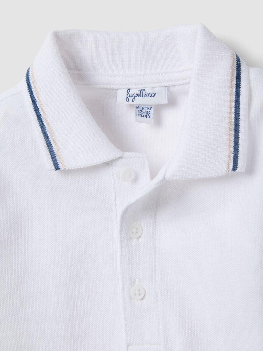 Polo a maniche corte in puro cotone bianca da bimbo regular fit_2