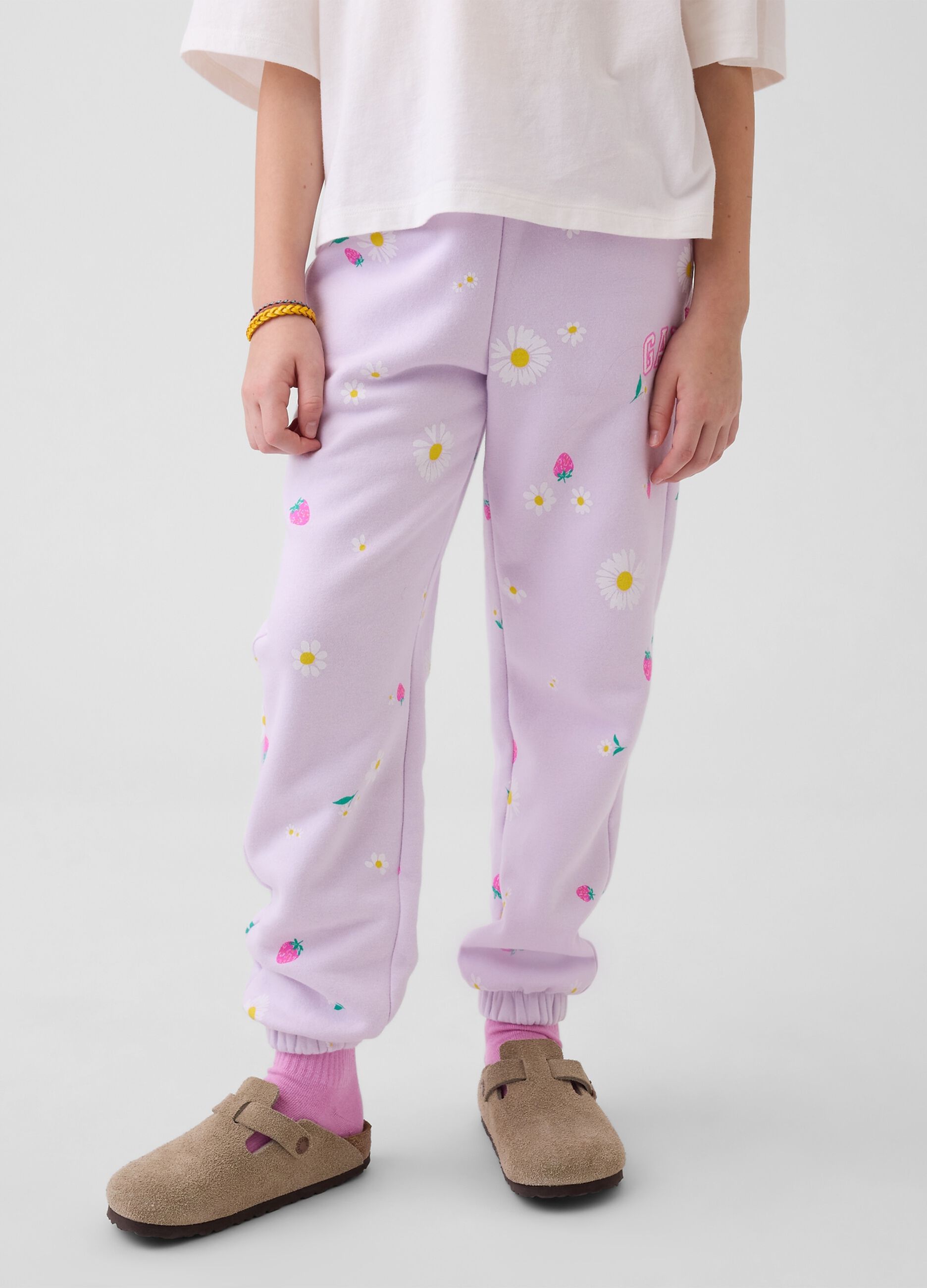 Cotton-blend joggers with printed design