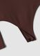 Brown stretch fabric fitted crew-neck bodysuit_1