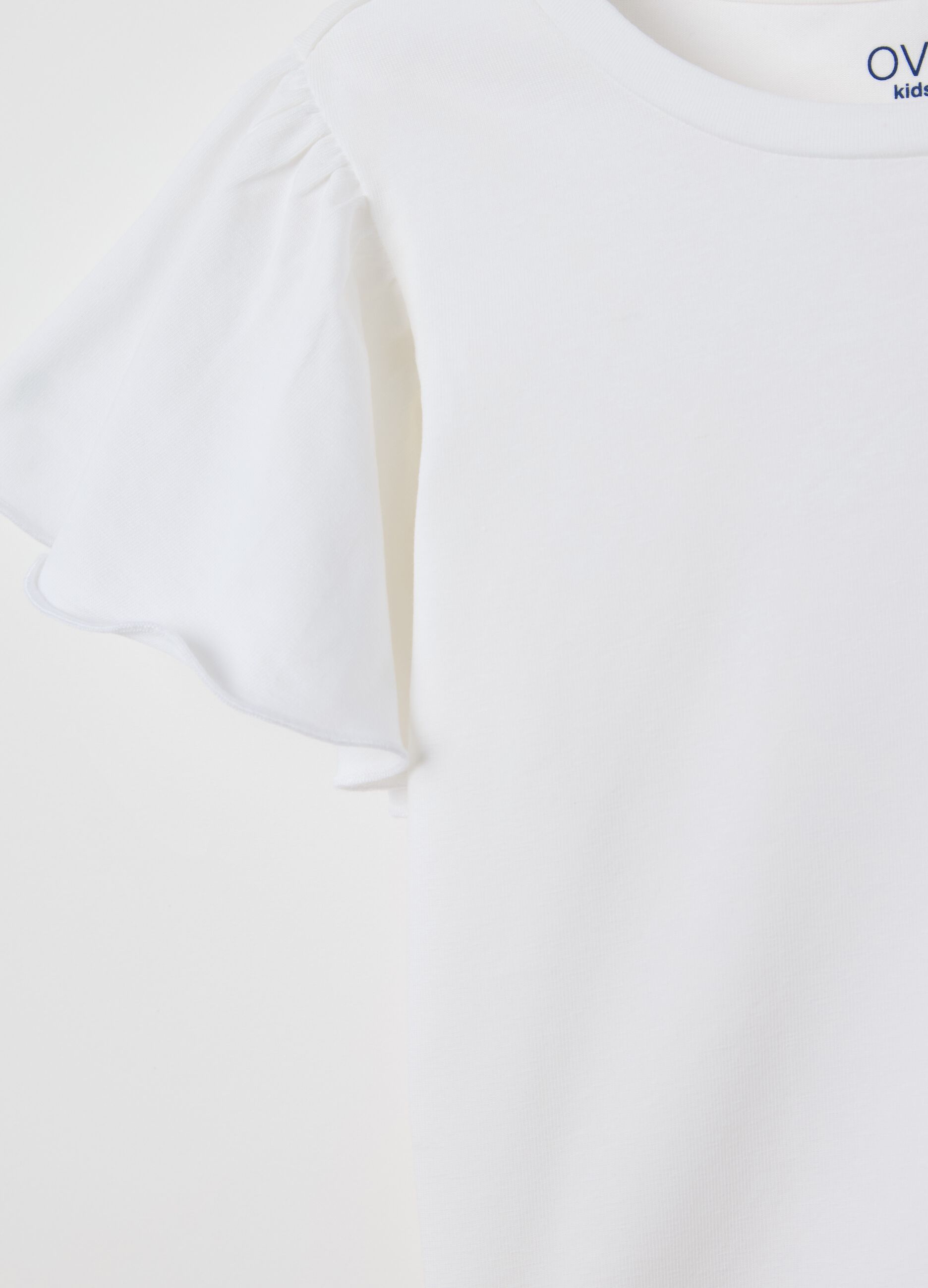 White T-shirt with sequins and flowers embroidery