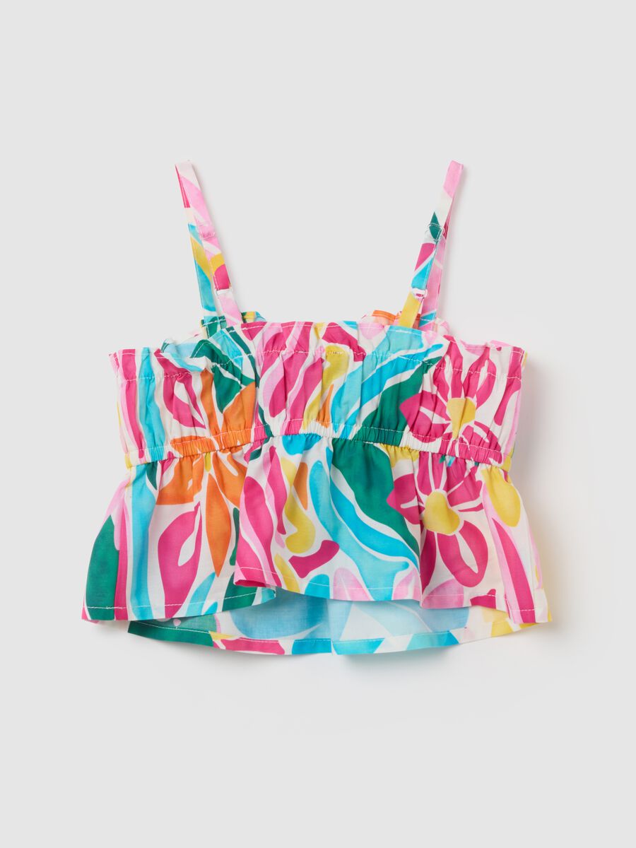 Girls' top in pure multicolour cotton, regular fit_1