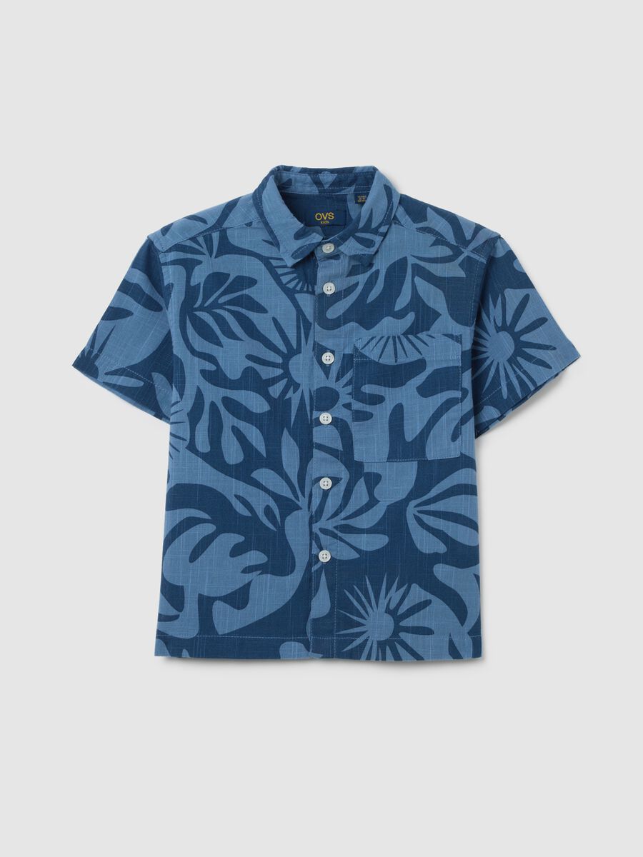 Children's blue pure cotton shirt, regular fit_0