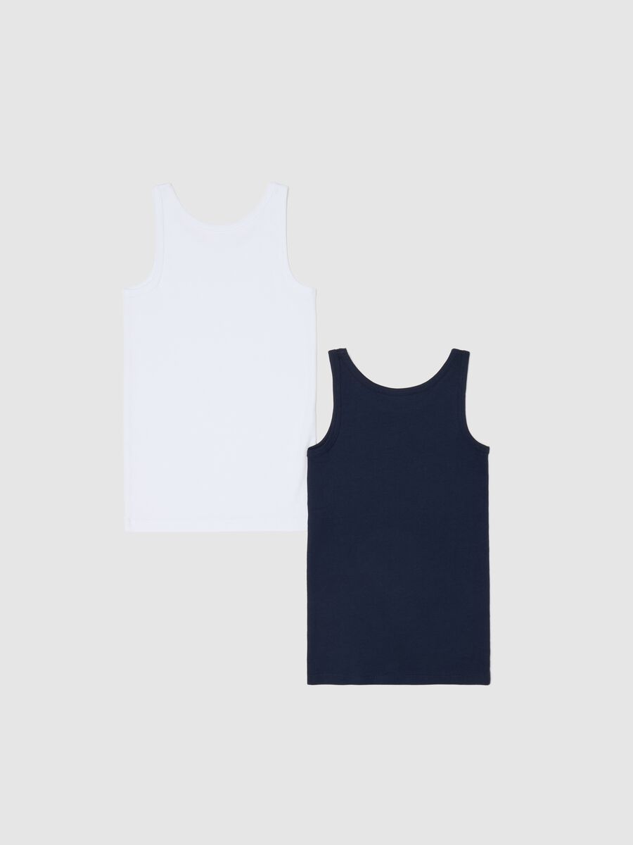 Two-pack blue and white racerback vests in cotton_1