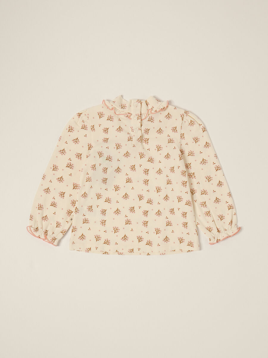 White long-sleeve top with floral print_1