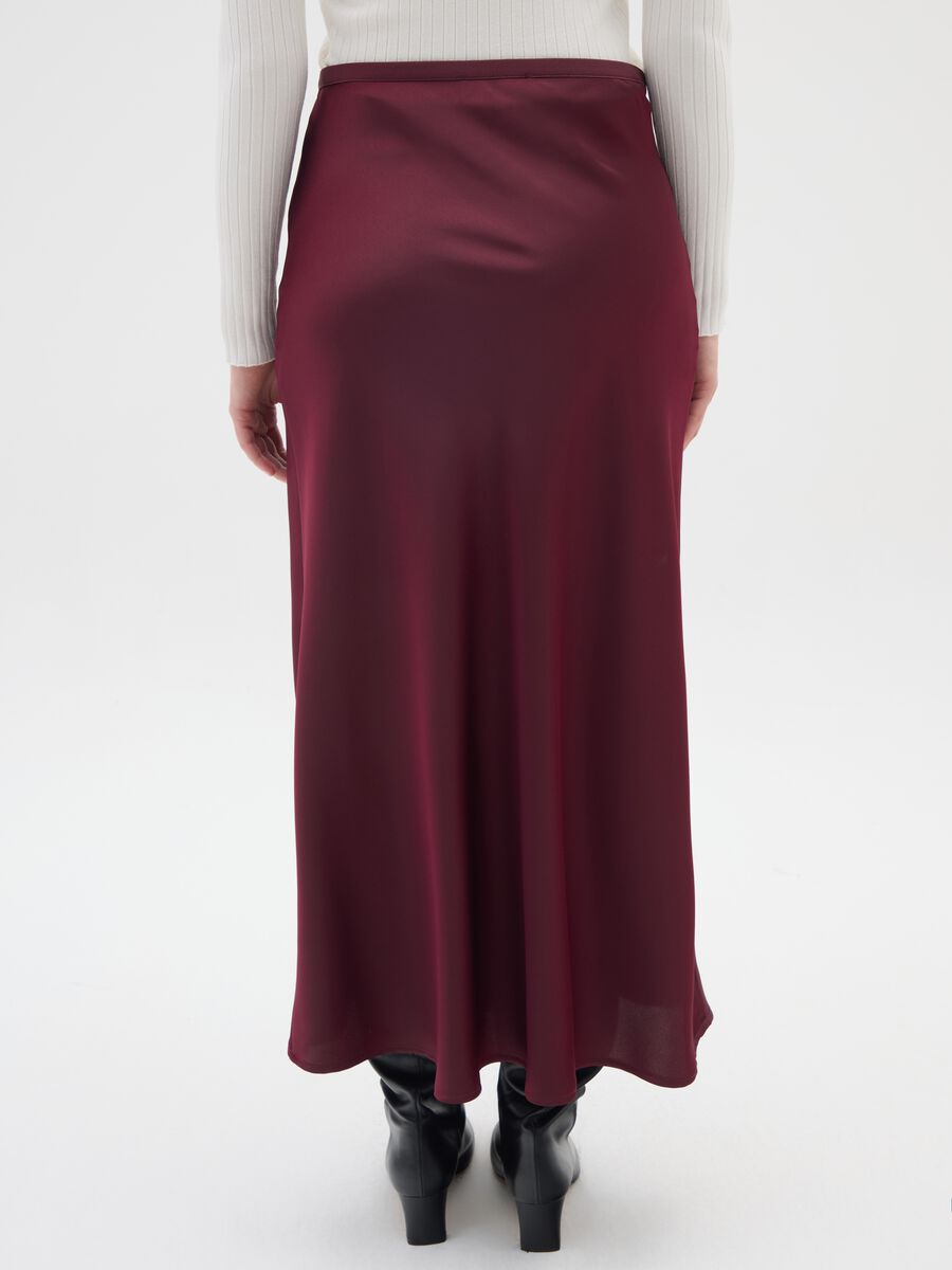Gonna lunga in satin bordeaux regular fit_2