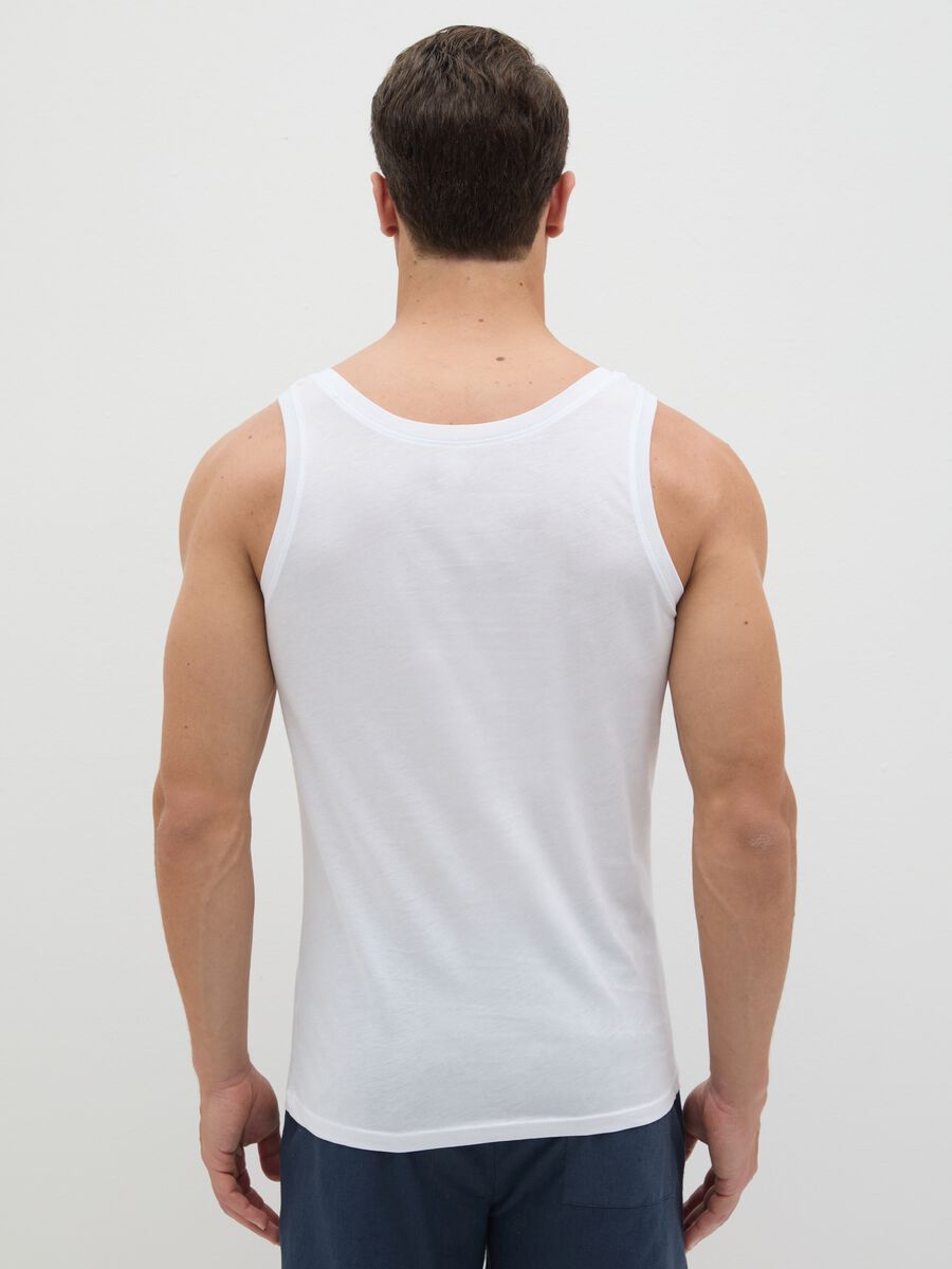 Men's White Regular Fit Pure Cotton Vest_3