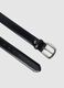 Black genuine leather belt with metal buckle_1