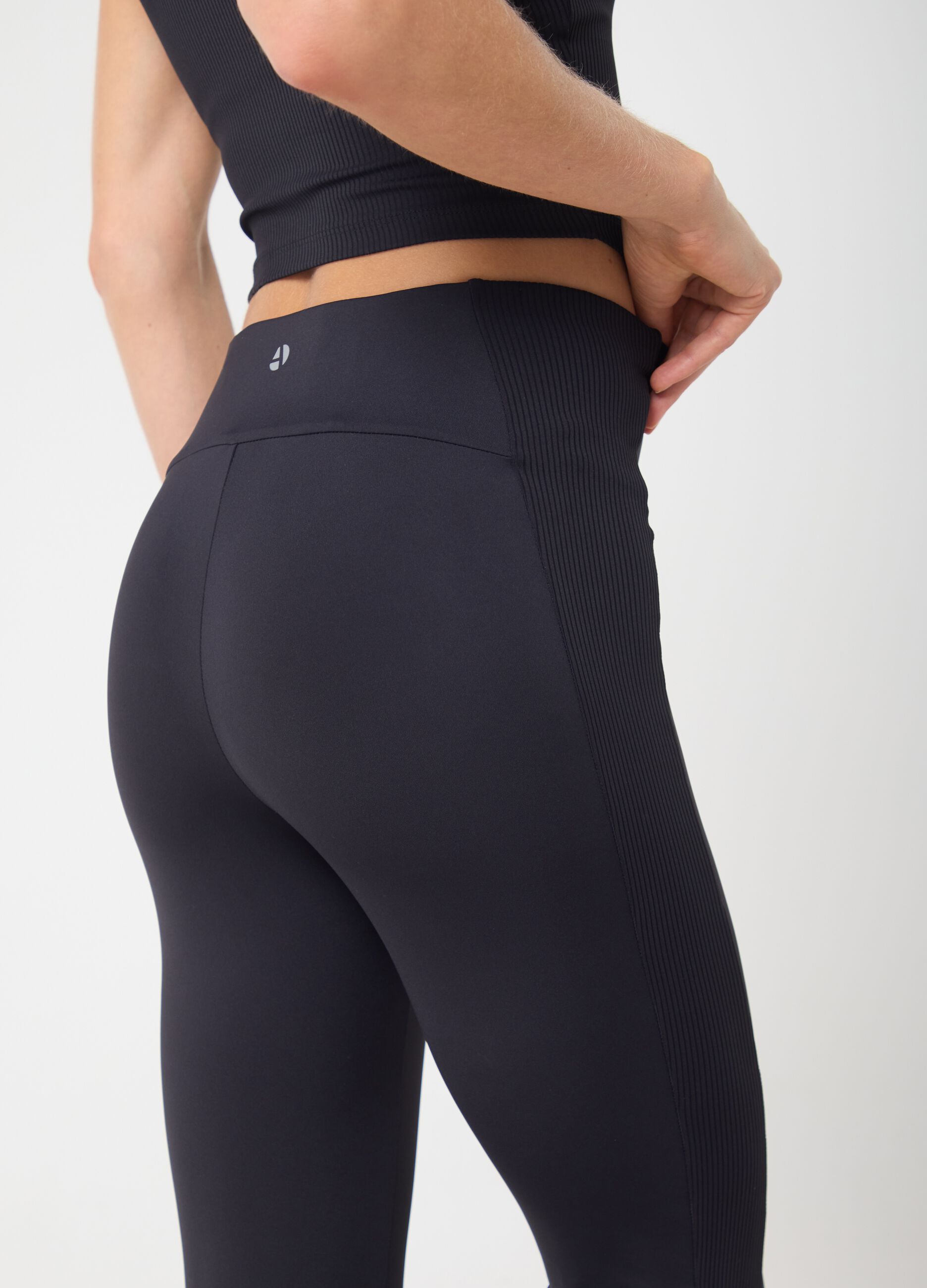 Technical fabric leggings with ribbed side inserts ALTAVIA STUDIO