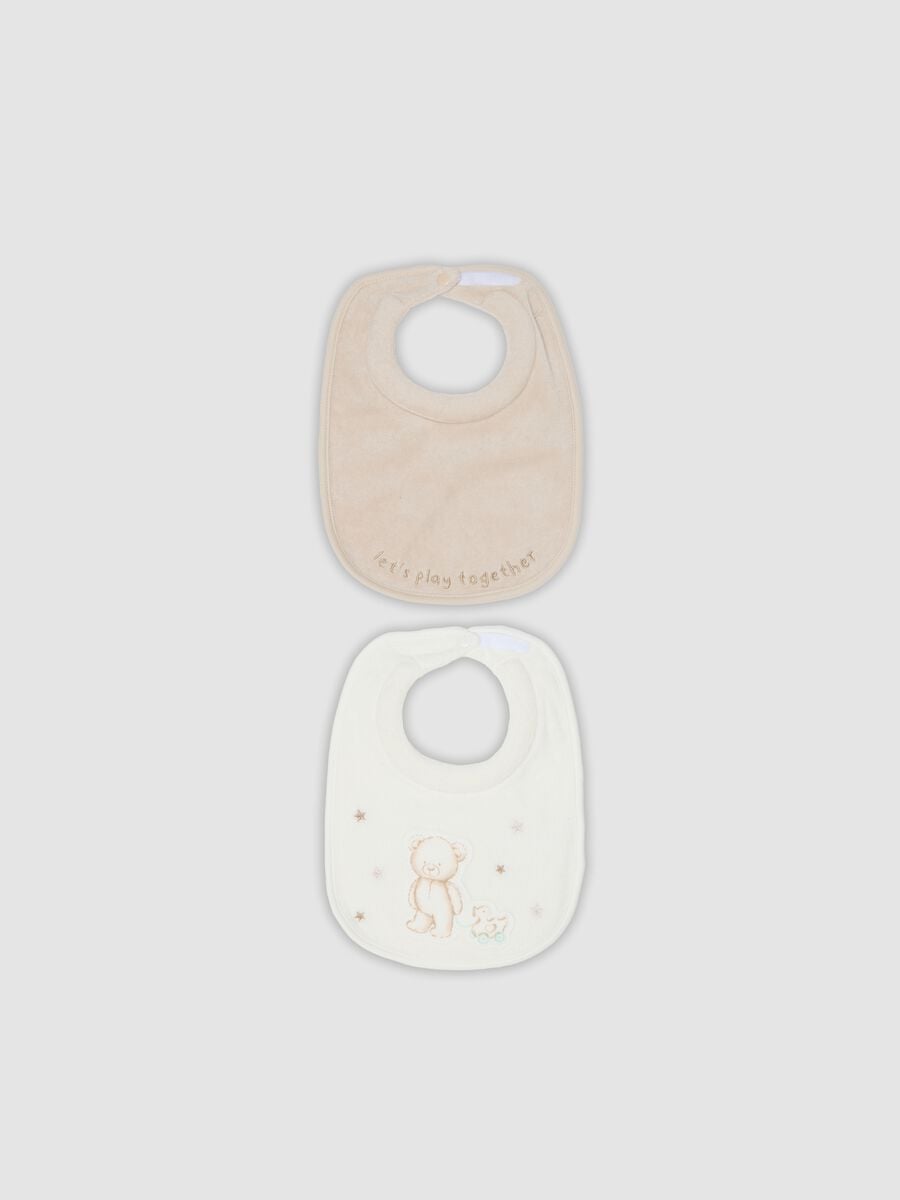Bipack di bavaglini beige in cotone organico per neonato_0