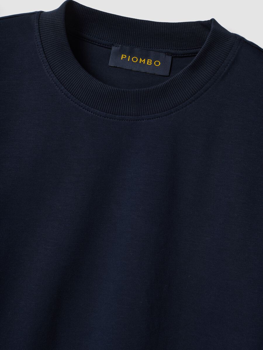 T-shirt blu in puro cotone supima a maniche corte regular fit_5