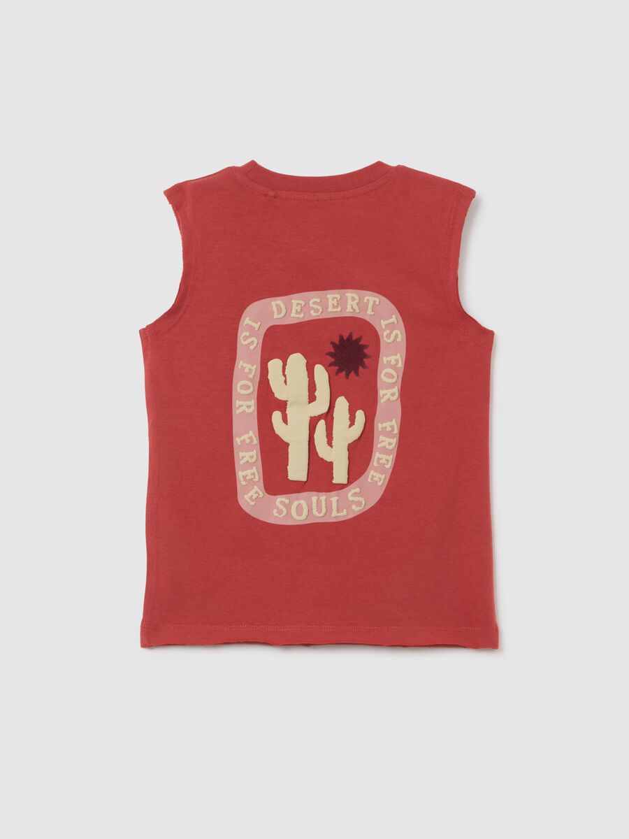 Sleeveless Red Cotton Boy's T-Shirt_1