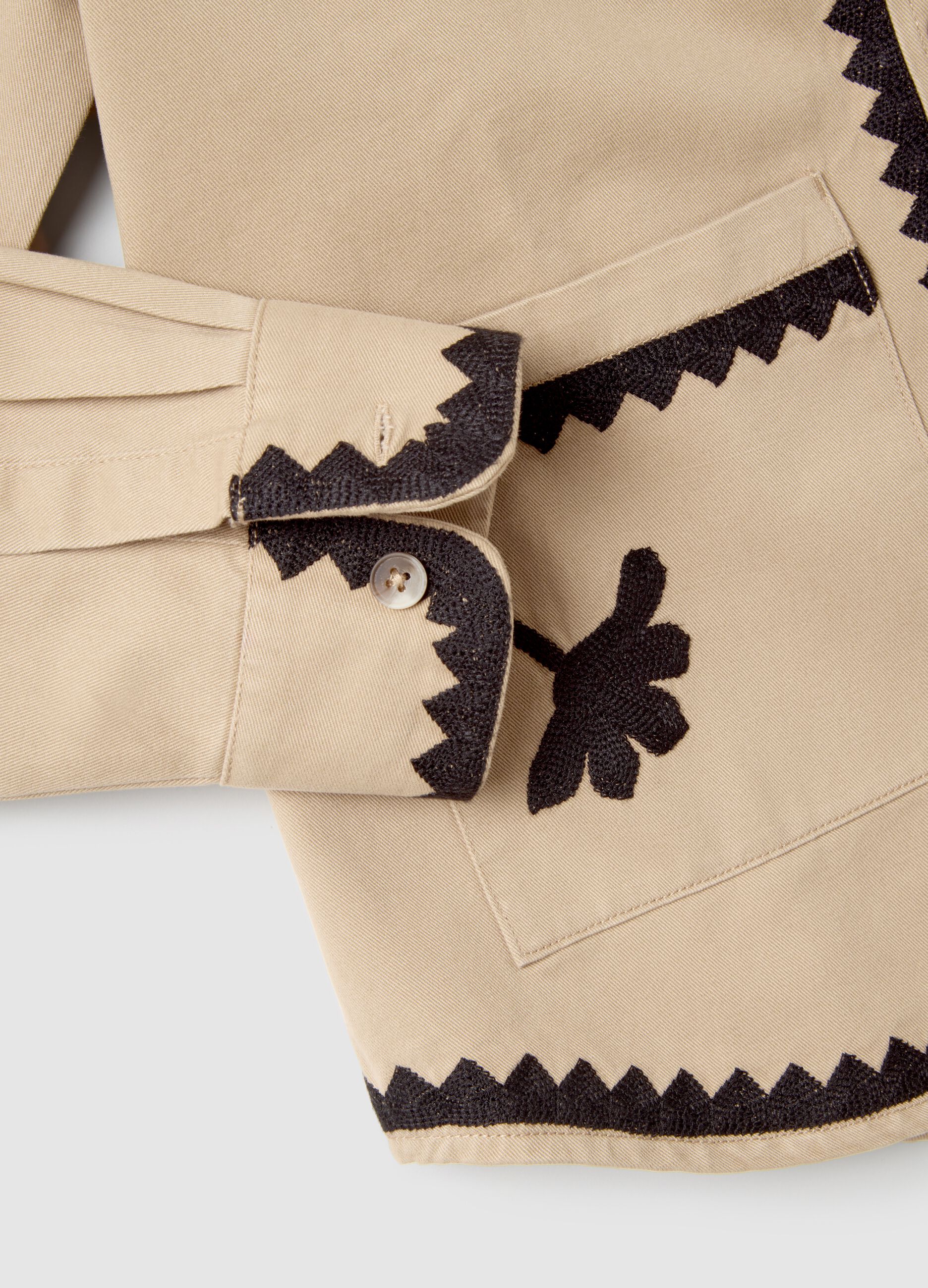 Beige jacket in pure multicolor cotton regular fit