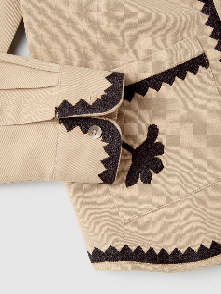 Beige jacket in pure multicolor cotton regular fit_5