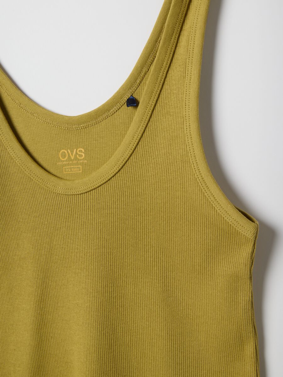 Canotta in cotone elasticizzato giallo regular fit_5