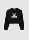 Girls' Black Pure Cotton Sweatshirt Regular Fit Crew Neck_0