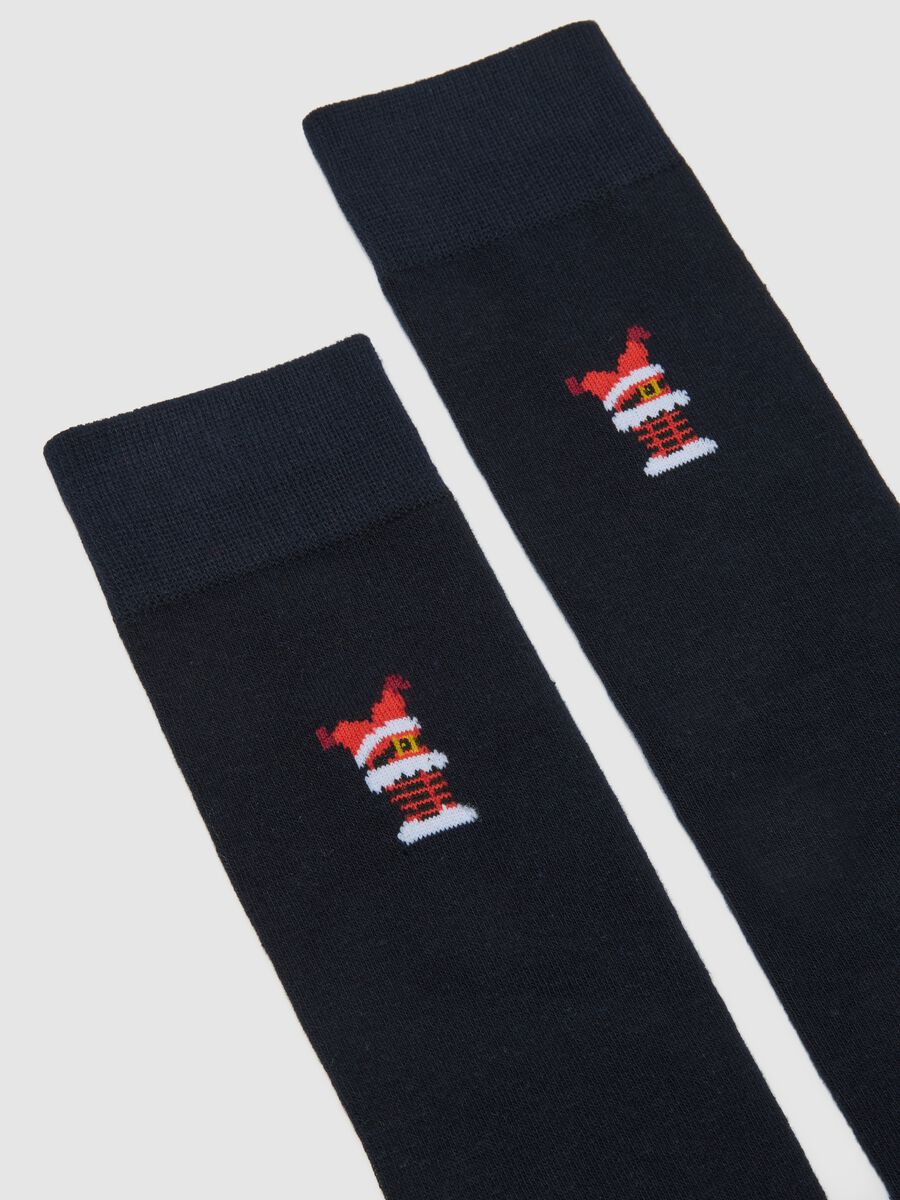 Black long Christmas cotton blend socks_1