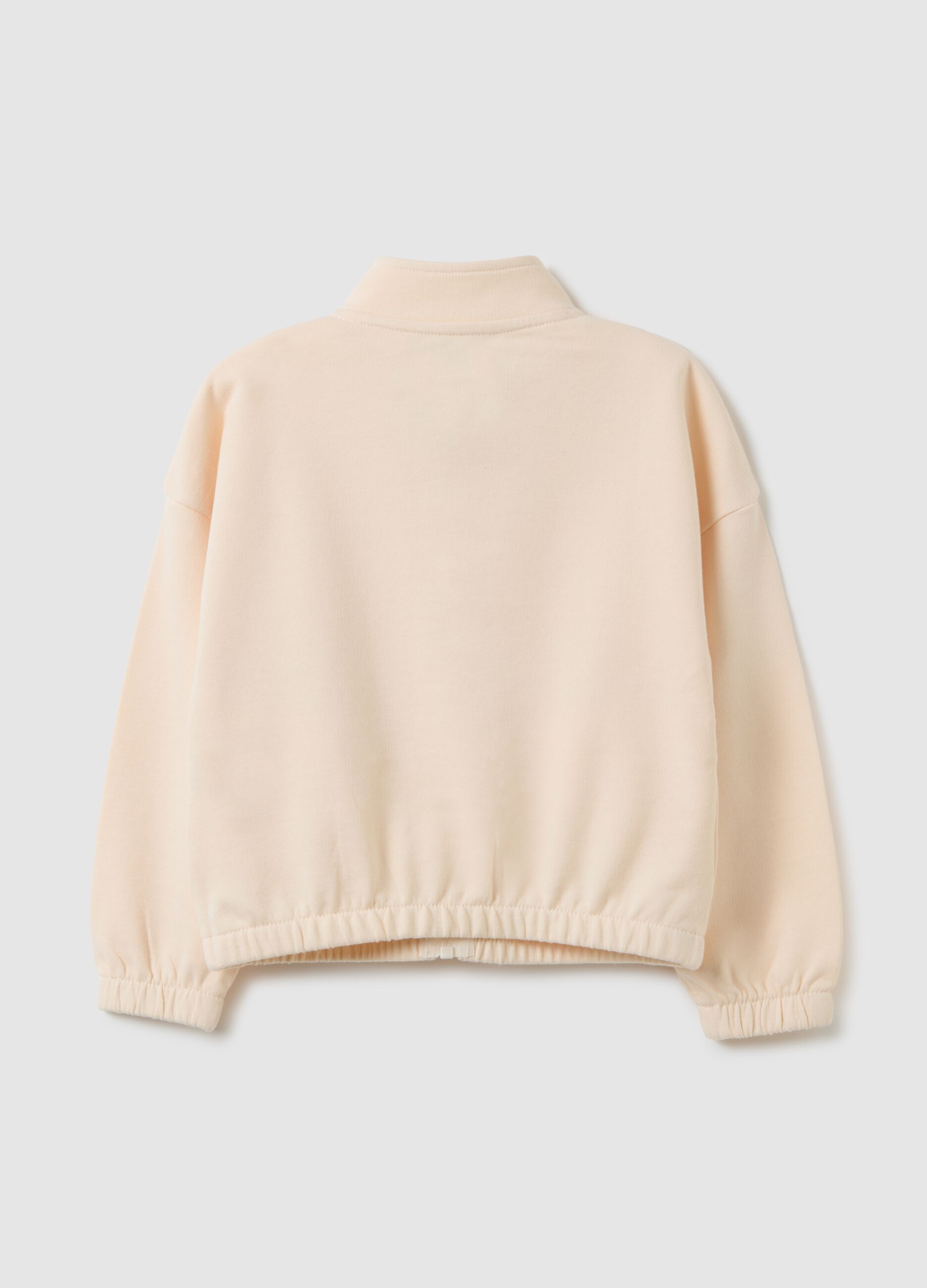 Felpa da bambina in puro cotone beige oversize