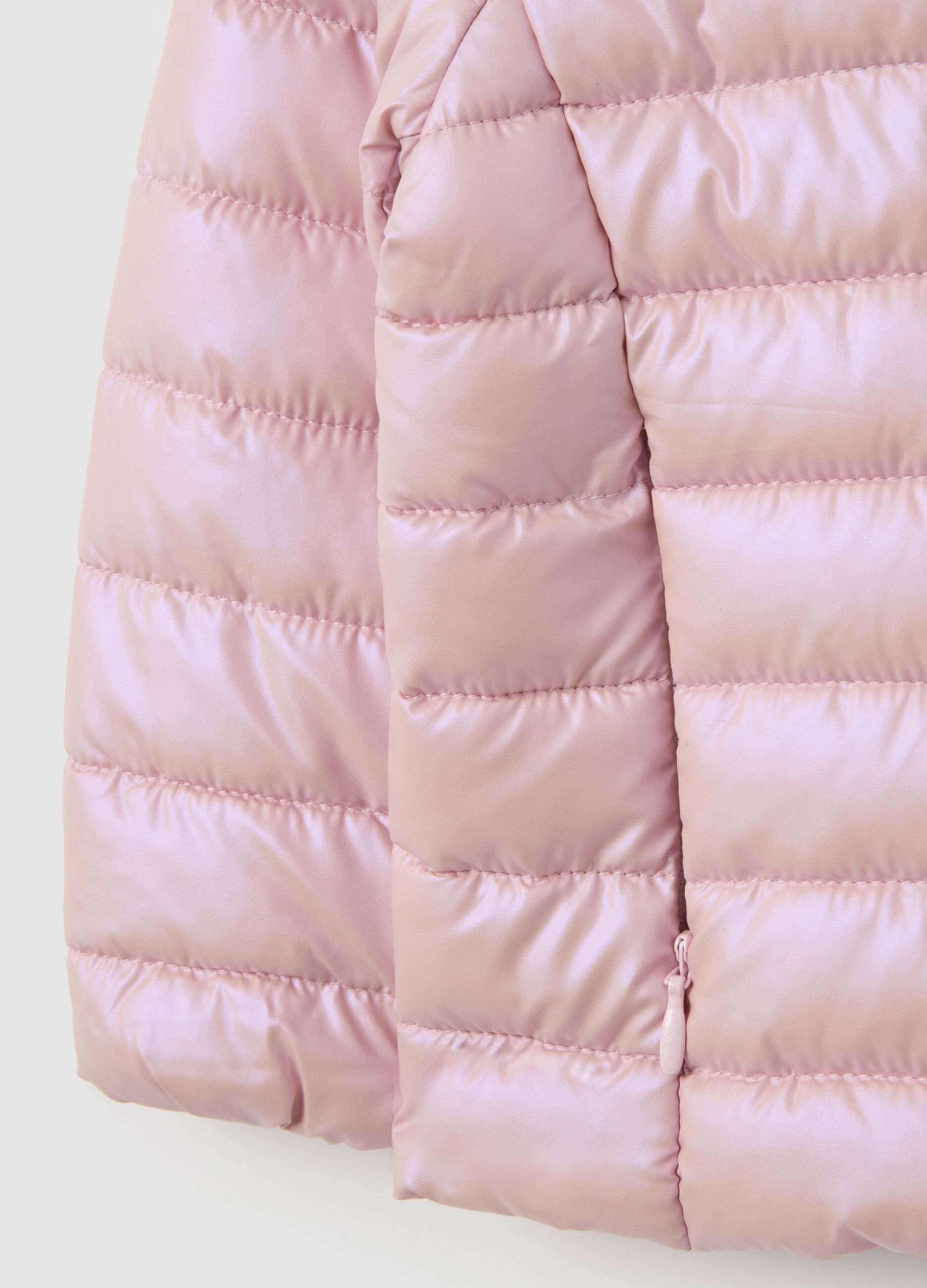 Pink padded girls' jacket with hood