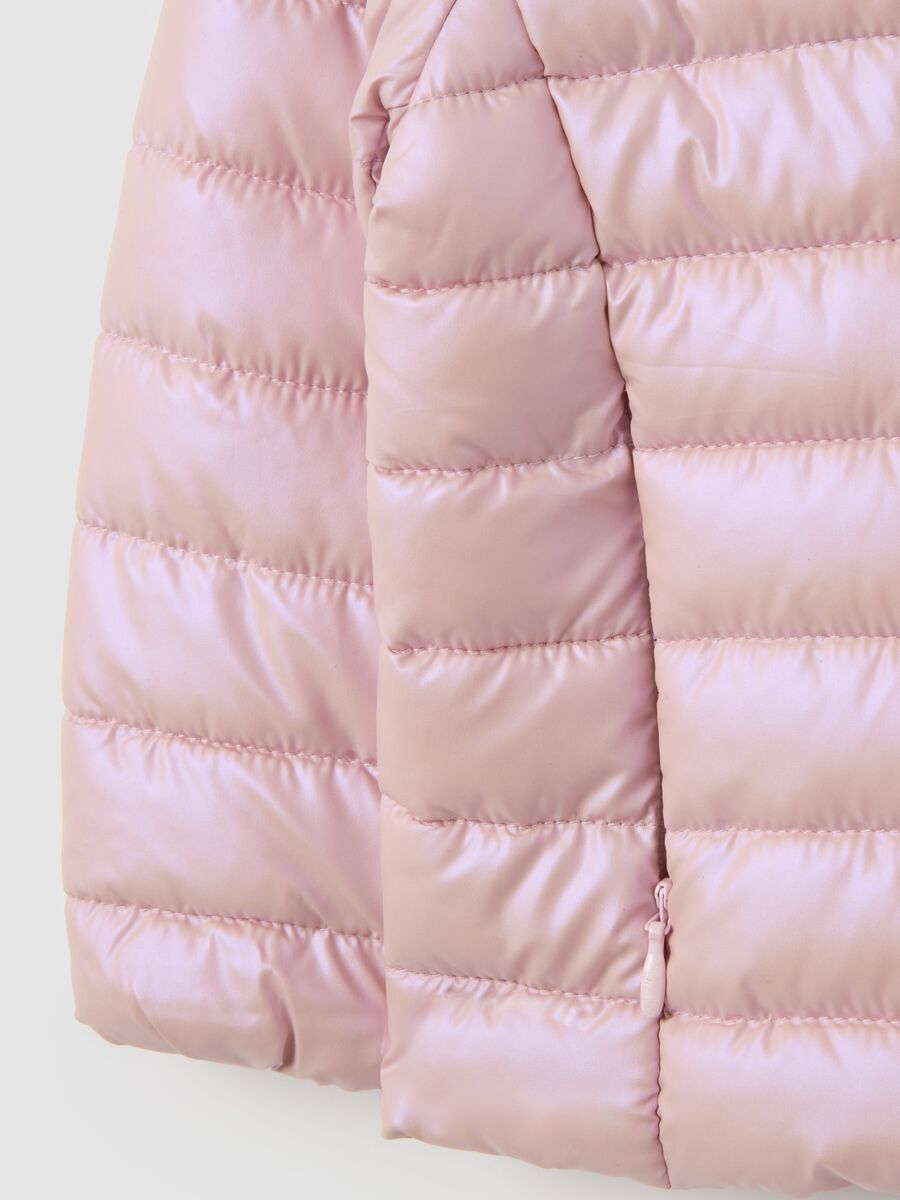 Pink padded girls' jacket with hood_2