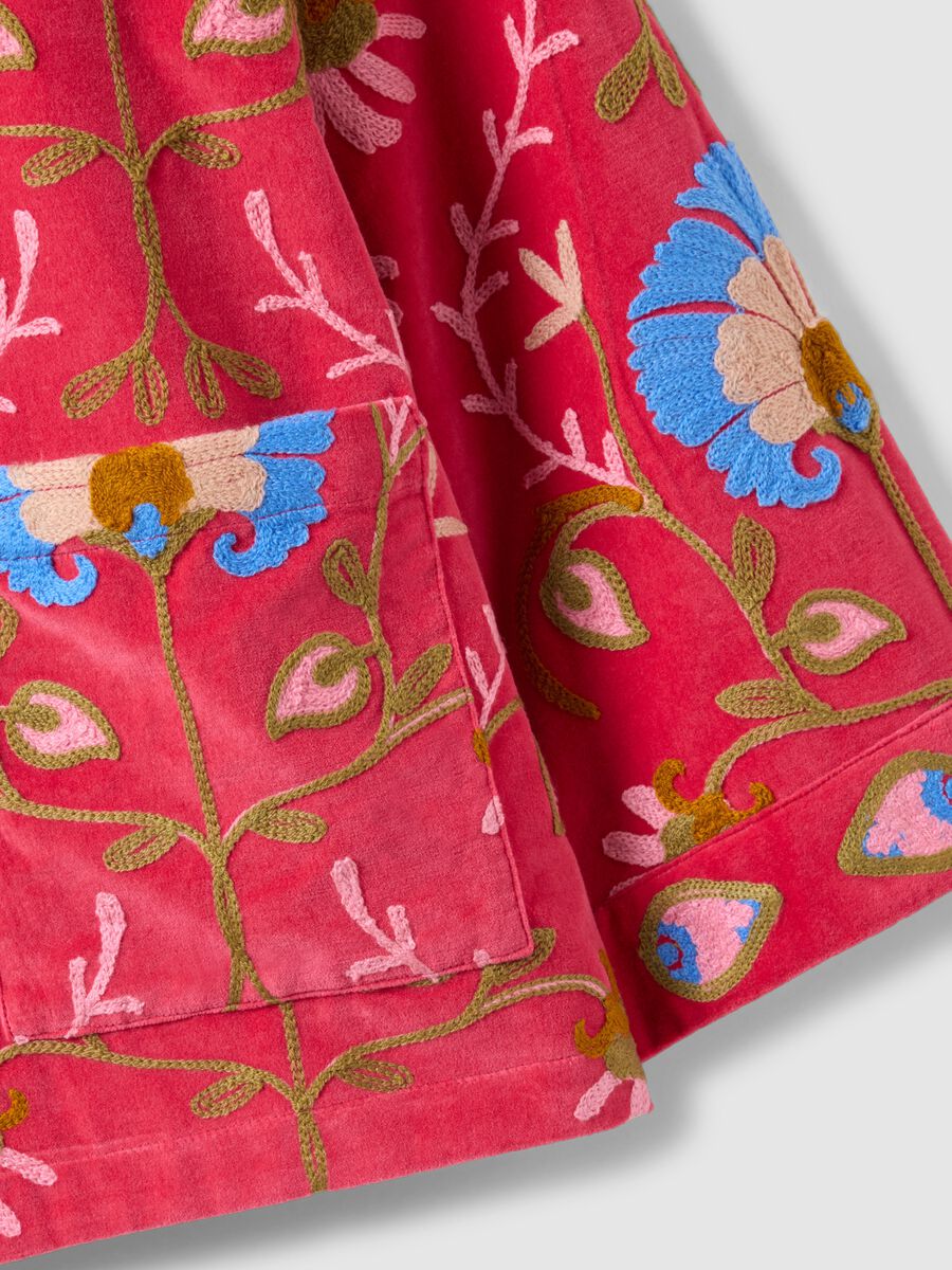 Oversized fit multicolour pure cotton kimono with floral embroidery_5