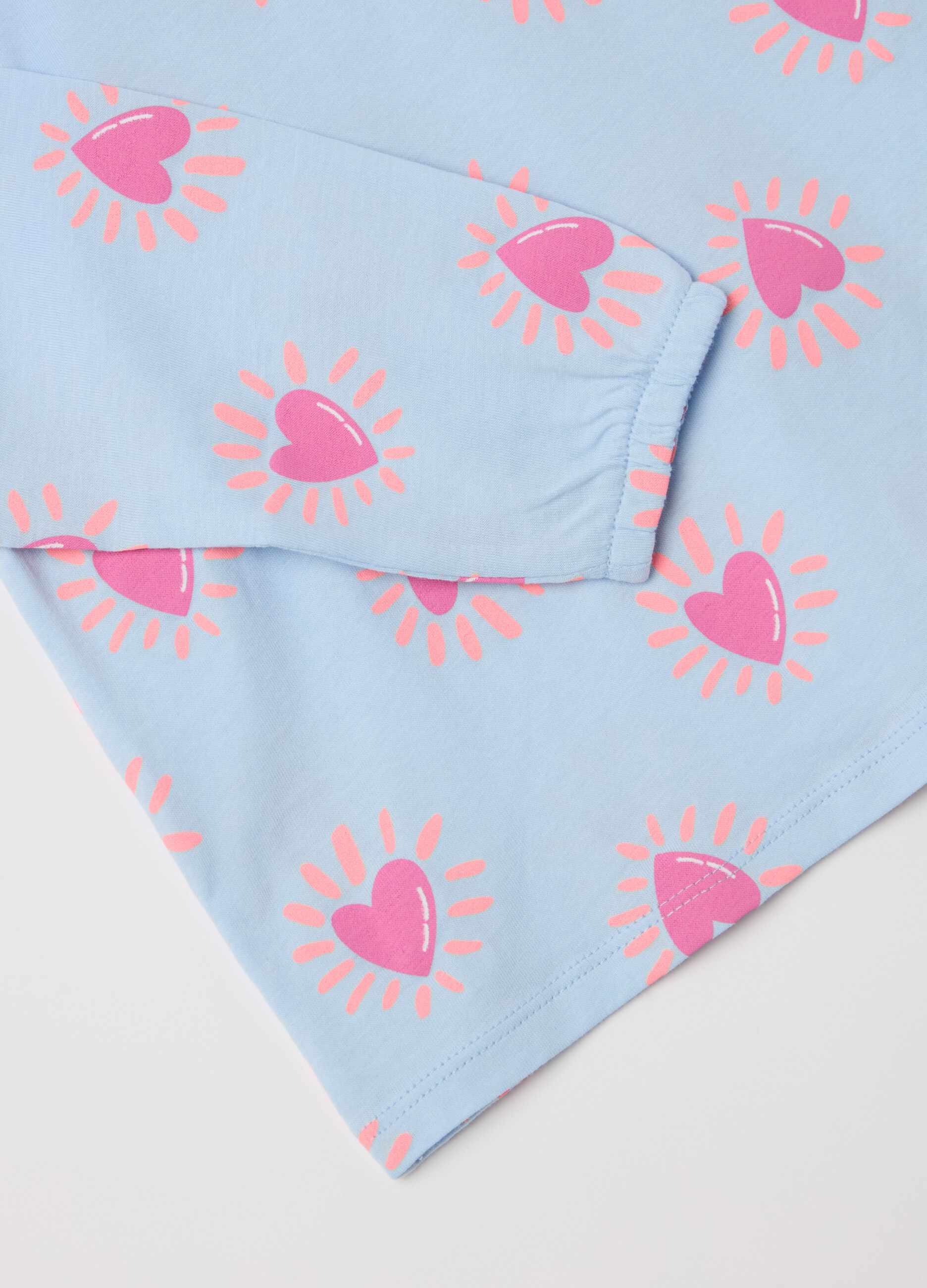Organic cotton pyjamas with hearts print