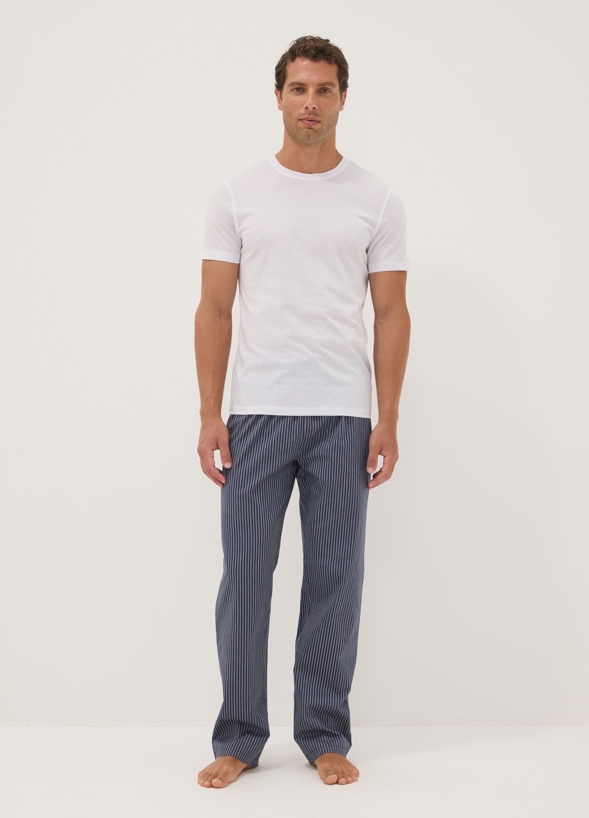 Blue striped organic cotton pyjama trousers