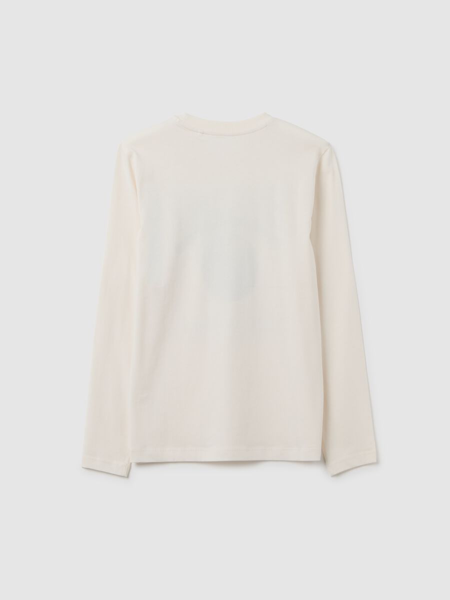 Maglia a maniche lunghe da ragazzo in puro cotone bianca _1