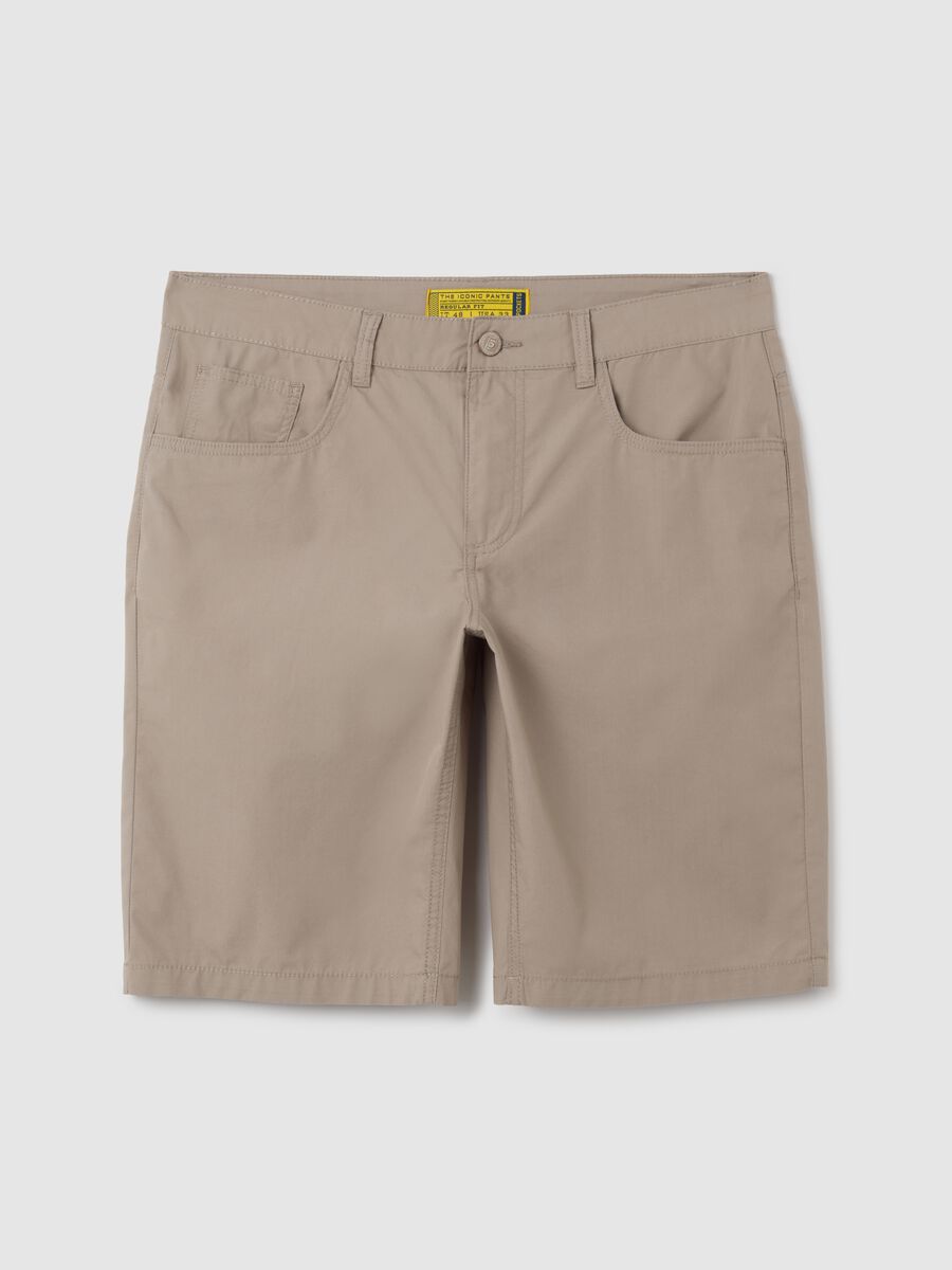 Men's Beige Pure Cotton Bermuda Shorts Regular Fit_0