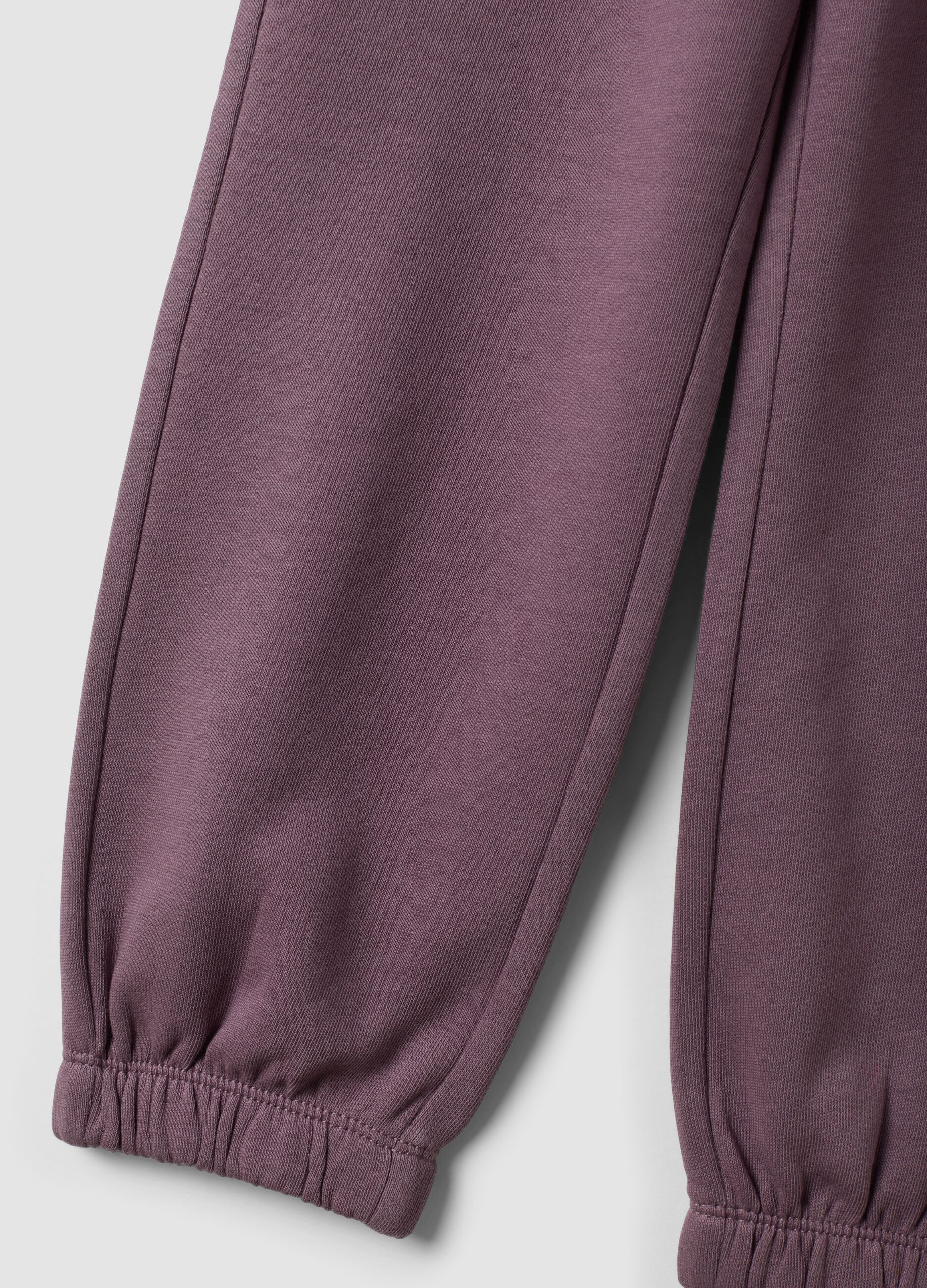 Purple regular-fit pure cotton fleece jogger trousers