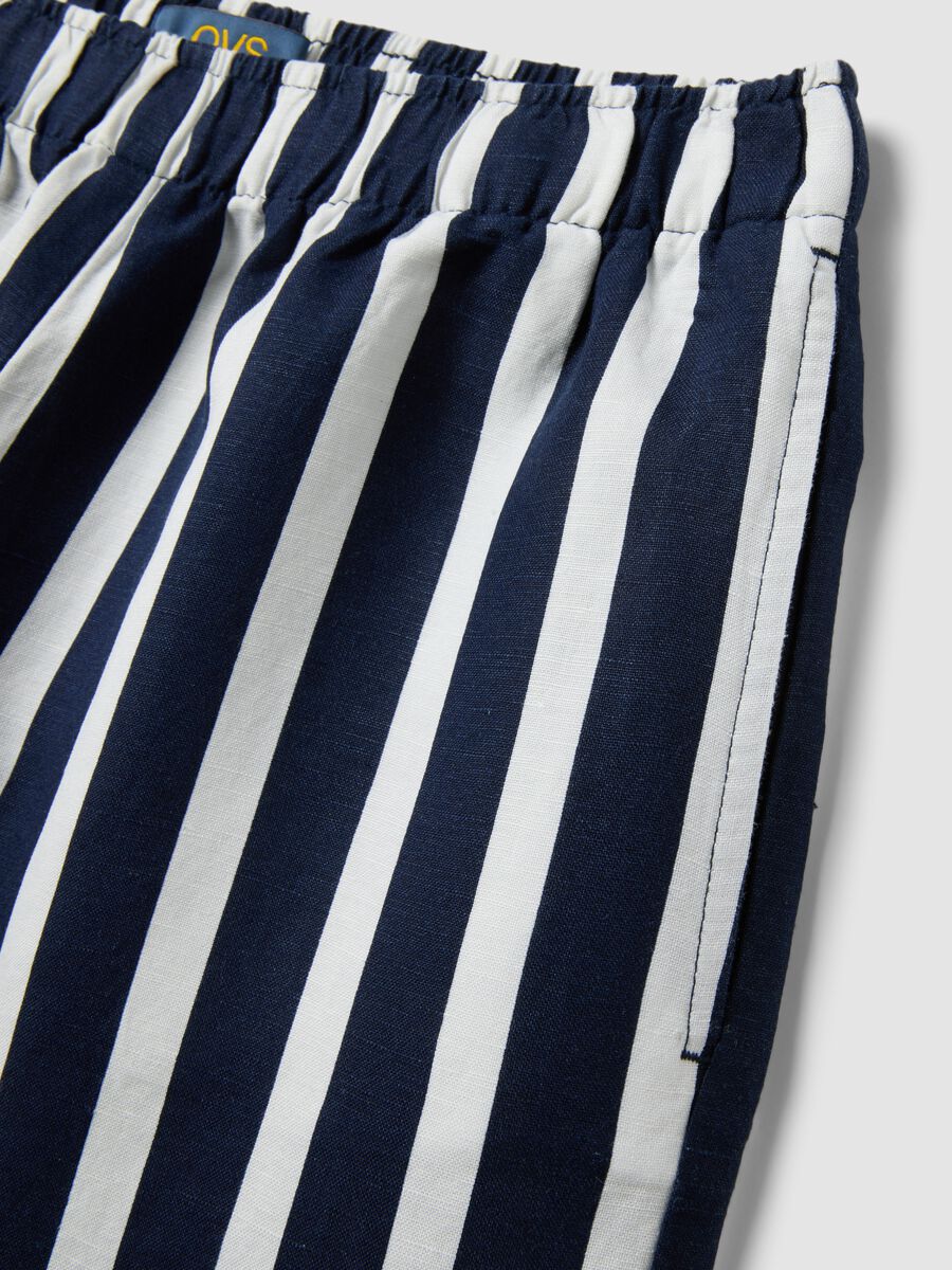 Multicolour striped linen-viscose blend shorts with elasticated waist, regular fit_5