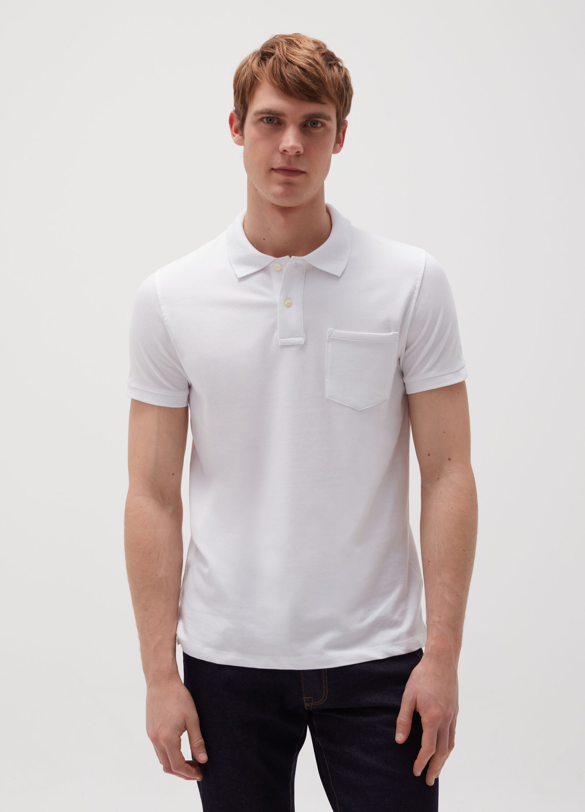 Cotton polo shirt with pocket