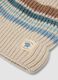 Cappello beige in maglia a righe con risvolto_1