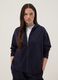 Blue stretch viscose hoodie regular fit with zip_1