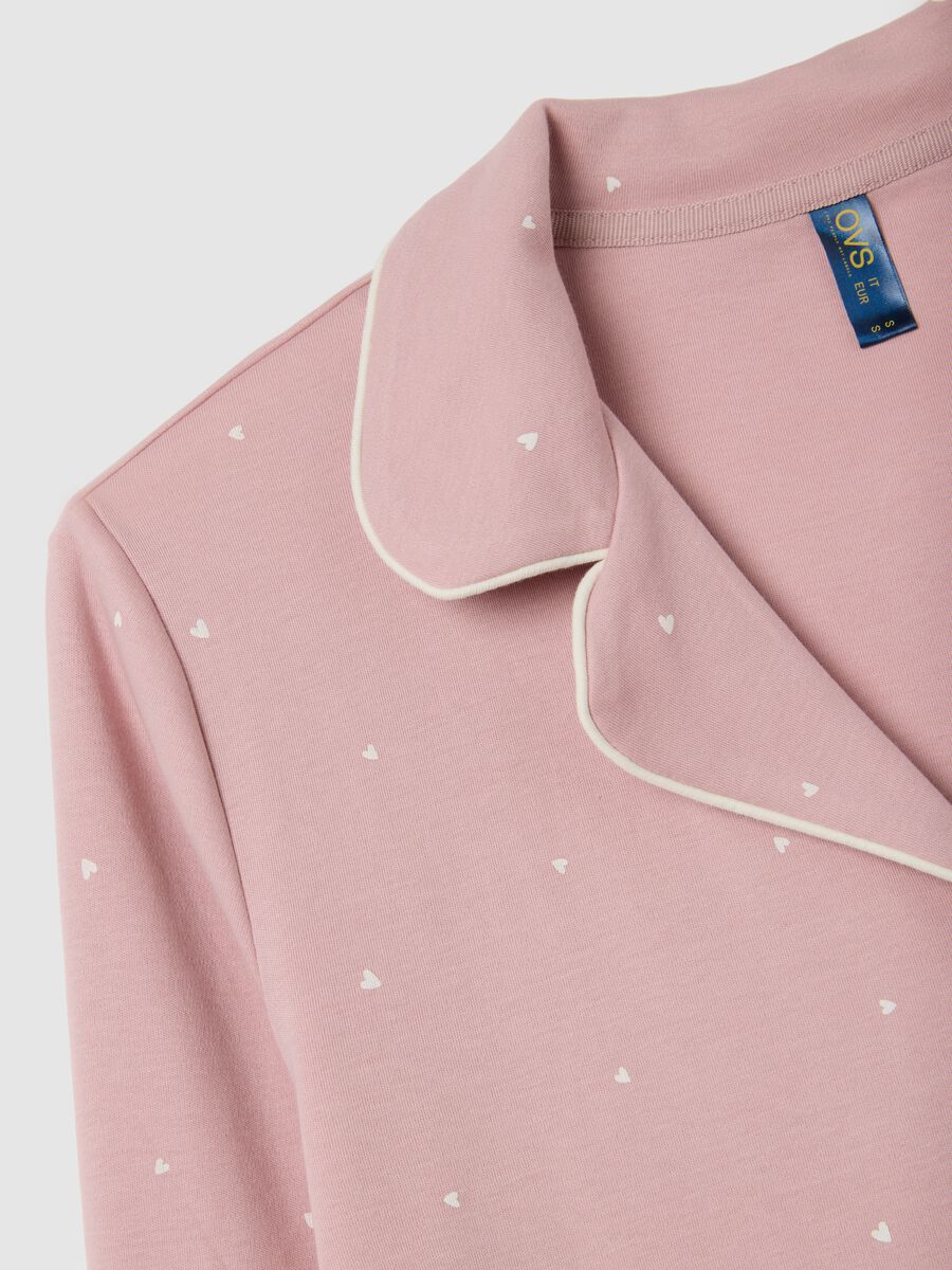 Pigiama lungo in puro cotone rosa regular fit_5