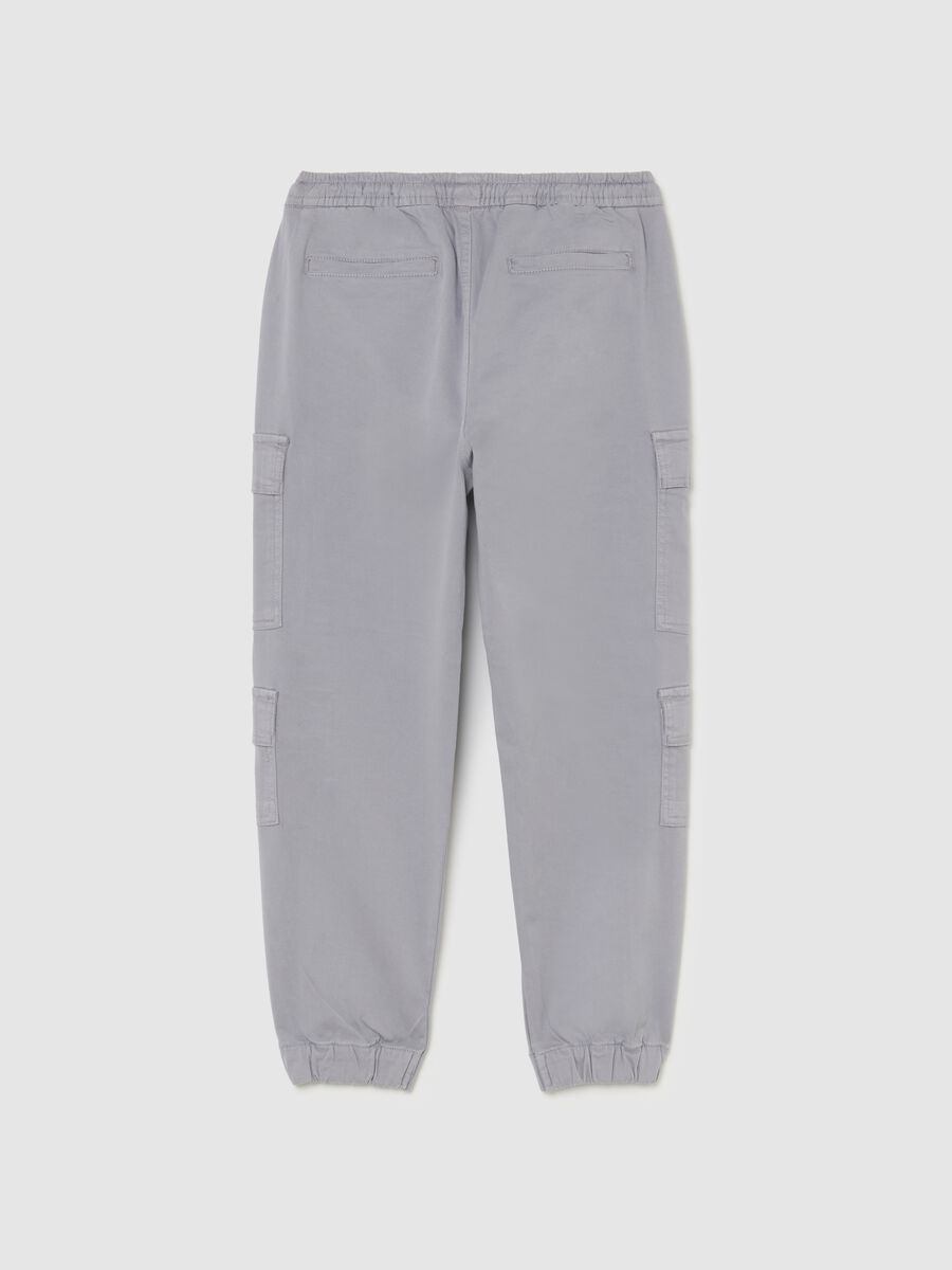 Boy's Grey Stretch Cotton Cargo Trousers_1