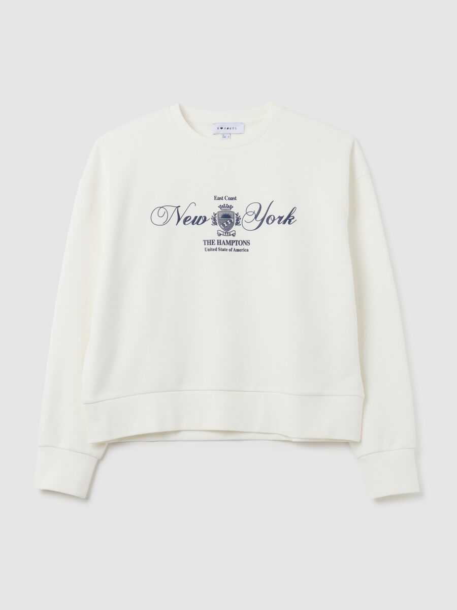White cotton blend sweatshirt with regular fit_4