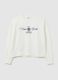 White cotton blend sweatshirt with regular fit_4