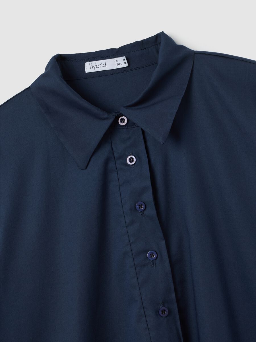 Women's Blue Cotton Shirt Dress Regular Fit_5