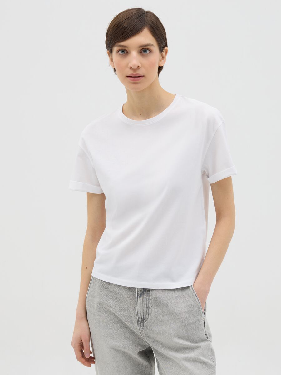 White boxy-fit T-shirt in cotton_0