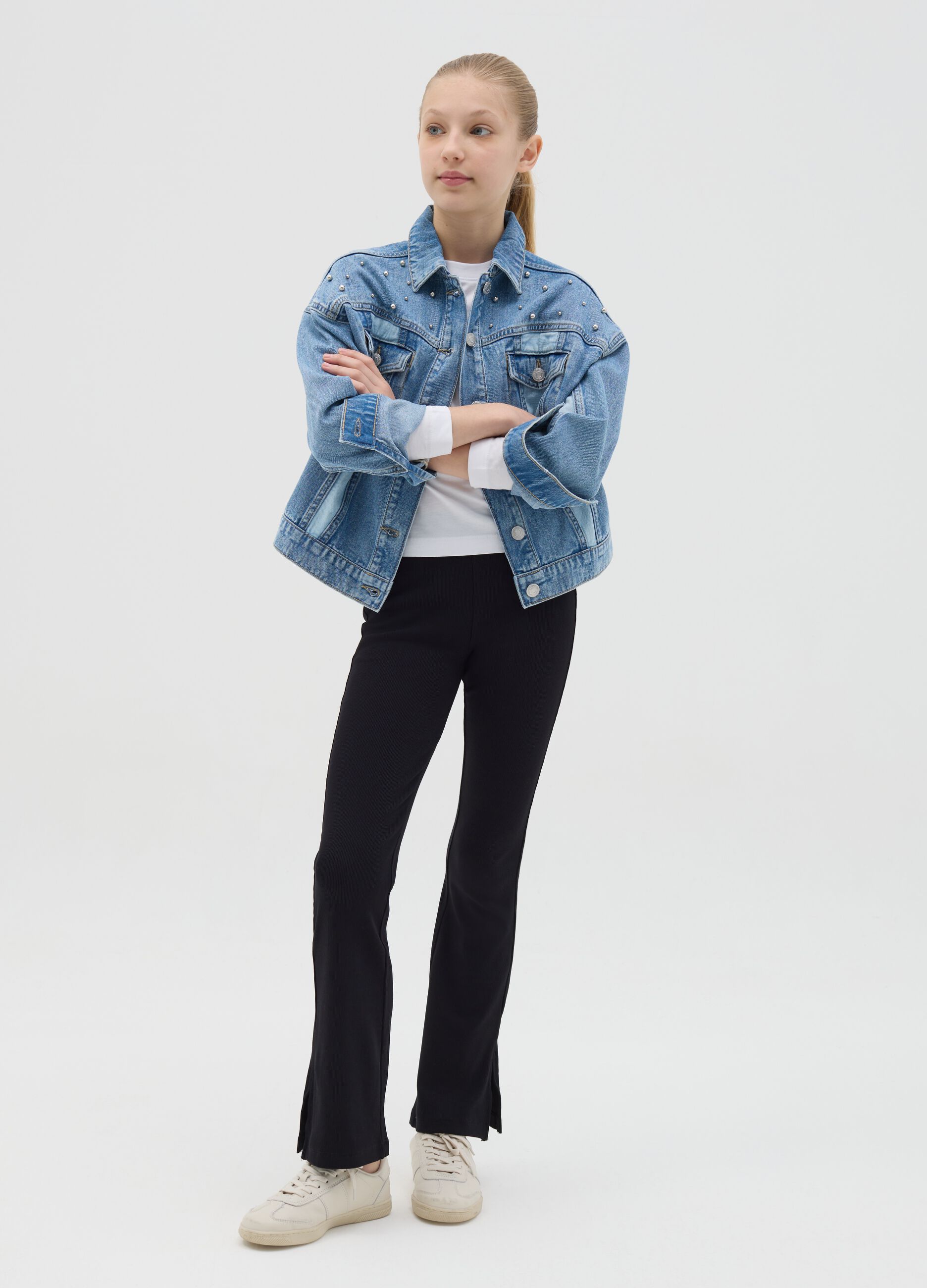 Leggings flare fit in cotone stretch