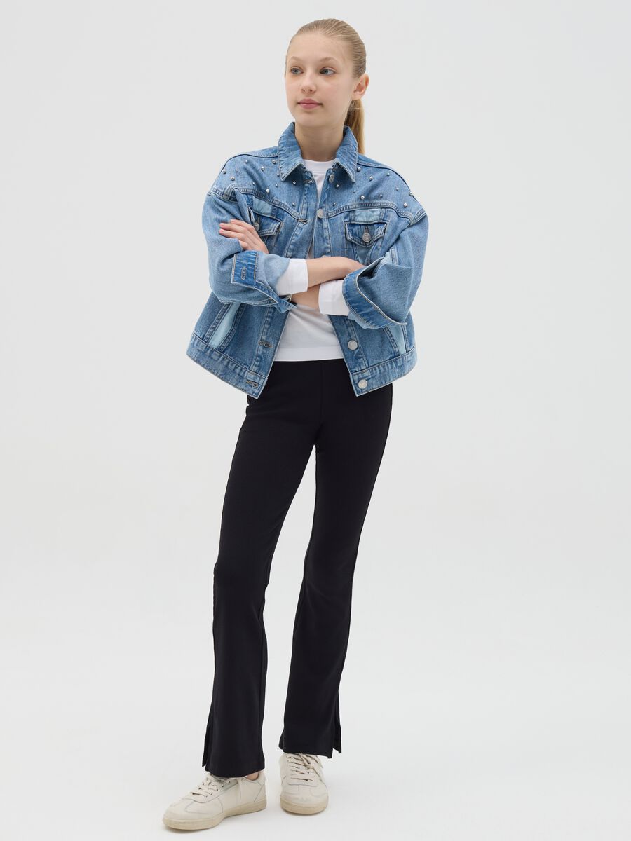 Flare-fit leggings in stretch cotton_1