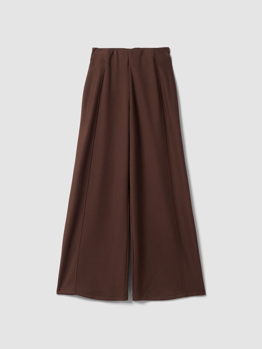Pantaloni marroni in modal elasticizzato wide leg ALTAVIA STUDIO_4